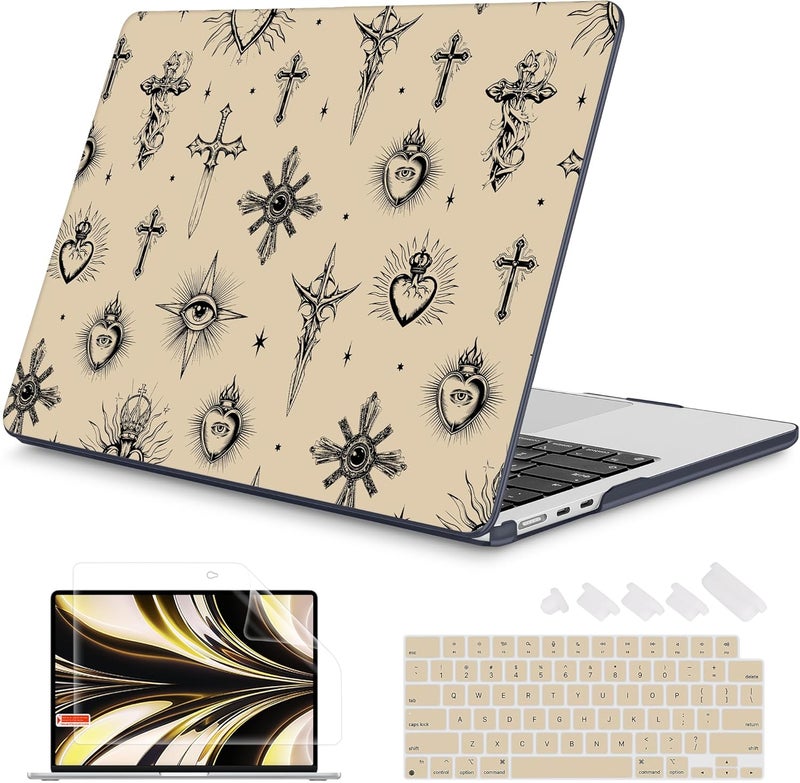 Mektron Designed for 2025/2024/2023 MacBook Air 15 INCH M4 A3241 /M3 A3114 /M2 A2941 Case, Printed Plastic Hard Shell Cover with 15.3" Liquid Retina Display Touch ID, Evil Eye - Image 1